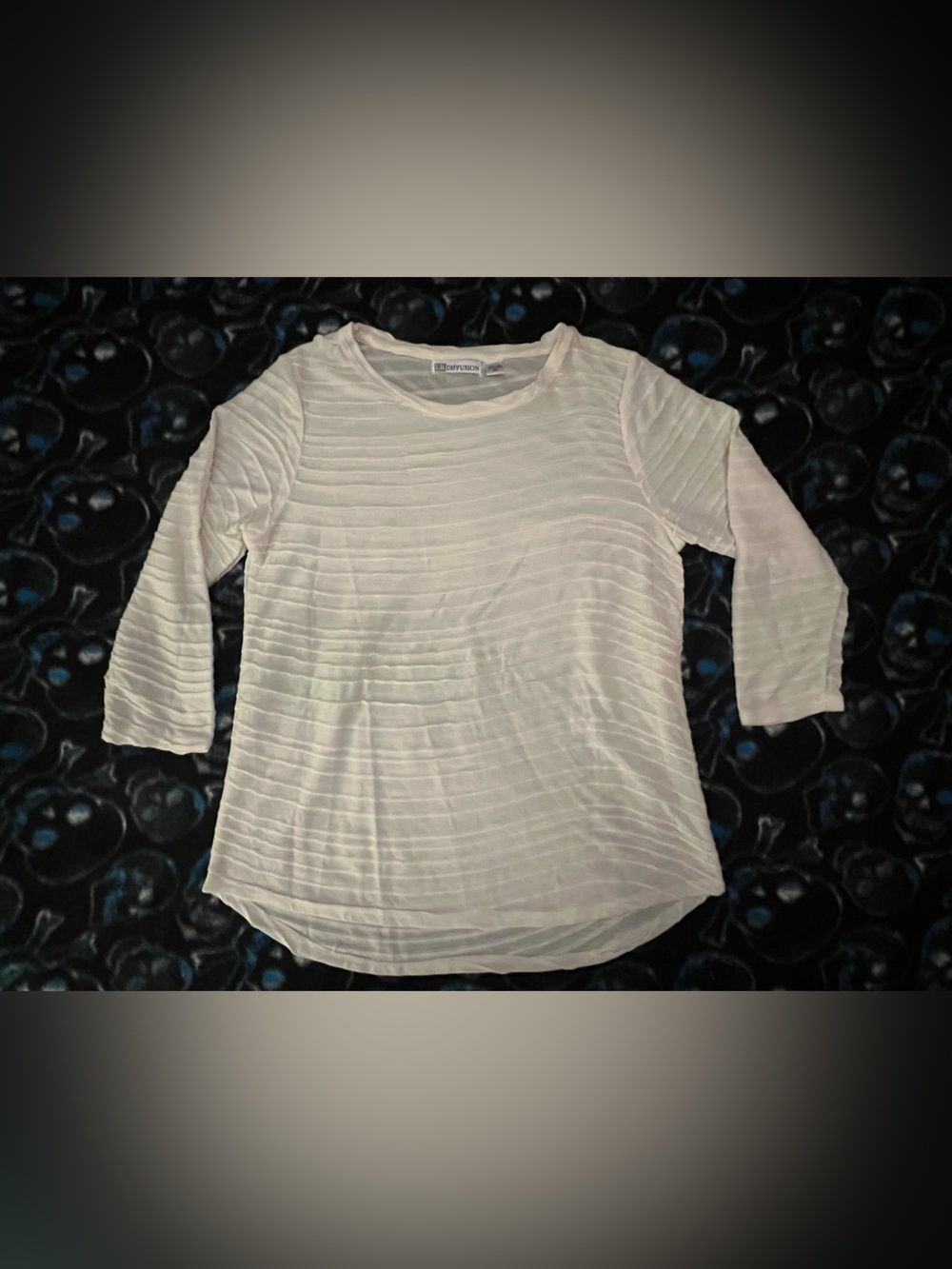 I.B. Diffusion Ribbed Off White 3/4 Sleeve Top